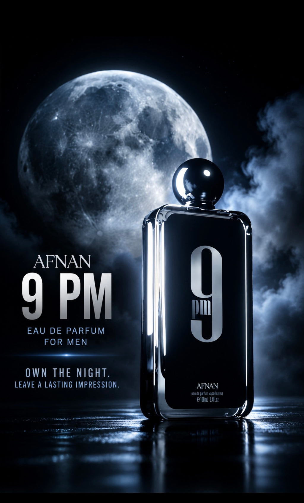 Afnan 9 PM Eau de Parfum for Men – 3.4 oz (100ml)